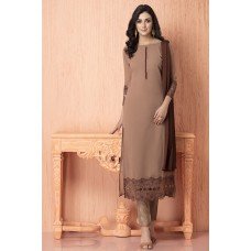 CTL-103 BROWN GEORGETTE AND CHIFFON READY MADE DESIGNER SUIT